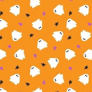 6x6 Cute Halloween ghosts on orange 