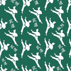 Japanese - White on Green Kicking Girl Martial Arts