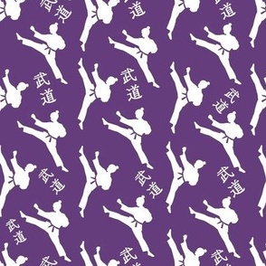 Japanese - White on Purple Kicking Girl Martial Arts