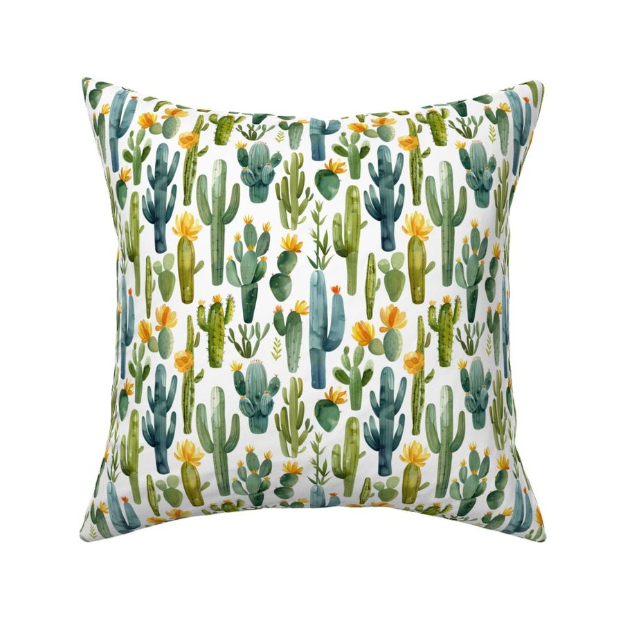 Desert Cactus Flowers Southwest Design Pattern Saguaro Prickly Pear