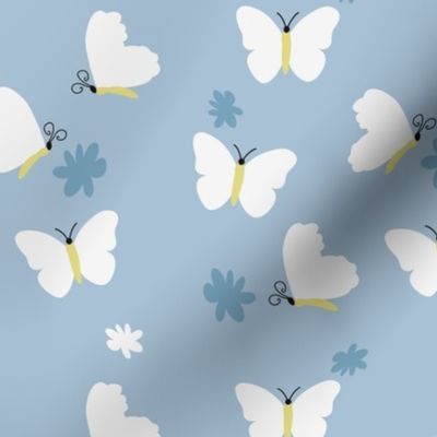 Blue and White Butterfly Pattern