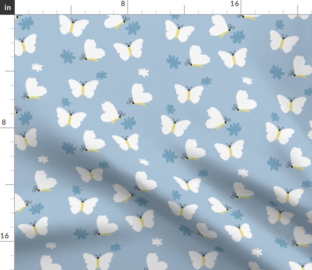 Blue and White Butterfly Pattern