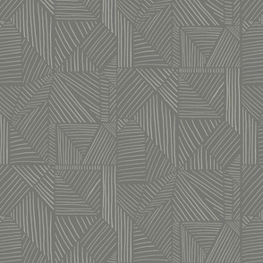 Modern Linear Geometric in Tonal Grey on Grey - Medium Scale