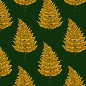 Having Fern Metallic Fern Frond Pattern in Gold and Green