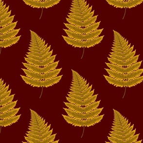 Having Fern Metallic Fern Frond Pattern in Gold and Red