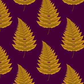 Having Fern Metallic Fern Frond Pattern in Gold and Purple