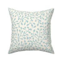 Coastal charm block print vining kelp bulb pod light blue on cream white blender