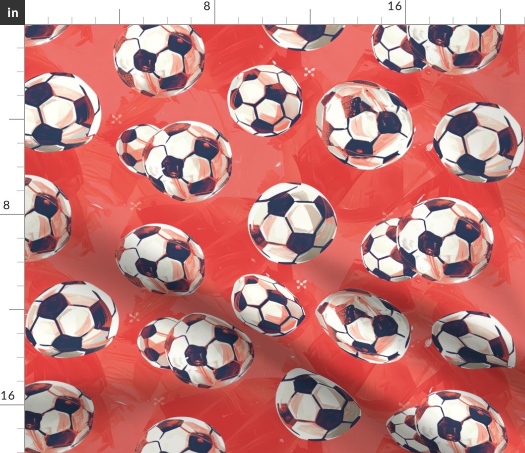 Soccer Balls on Red