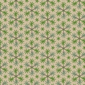 C017 - small scale geometric modern Christmas floral snowflake for baby apparel, pillows, table napkins and runners in non traditional colors