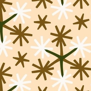 C017 - large scale geometric modern Christmas floral snowflake for kids apparel, curtains, table napkins and runners in non traditional colors