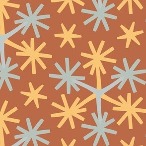 C017 - large scale geometric modern Christmas floral snowflake for kids apparel, curtains, table napkins and runners in non traditional colors