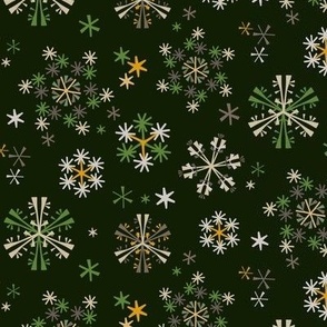 C015 - small  scale modern Christmas snowflakes in non traditional colors, for festive tablecloths, Xmas table runners, kids party attire, kitchen linens