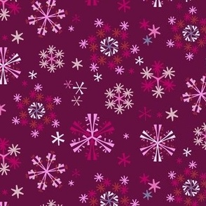 C015 - small  scale modern Christmas snowflakes in non traditional colors, for festive tablecloths, Xmas table runners, kids party attire, kitchen linens