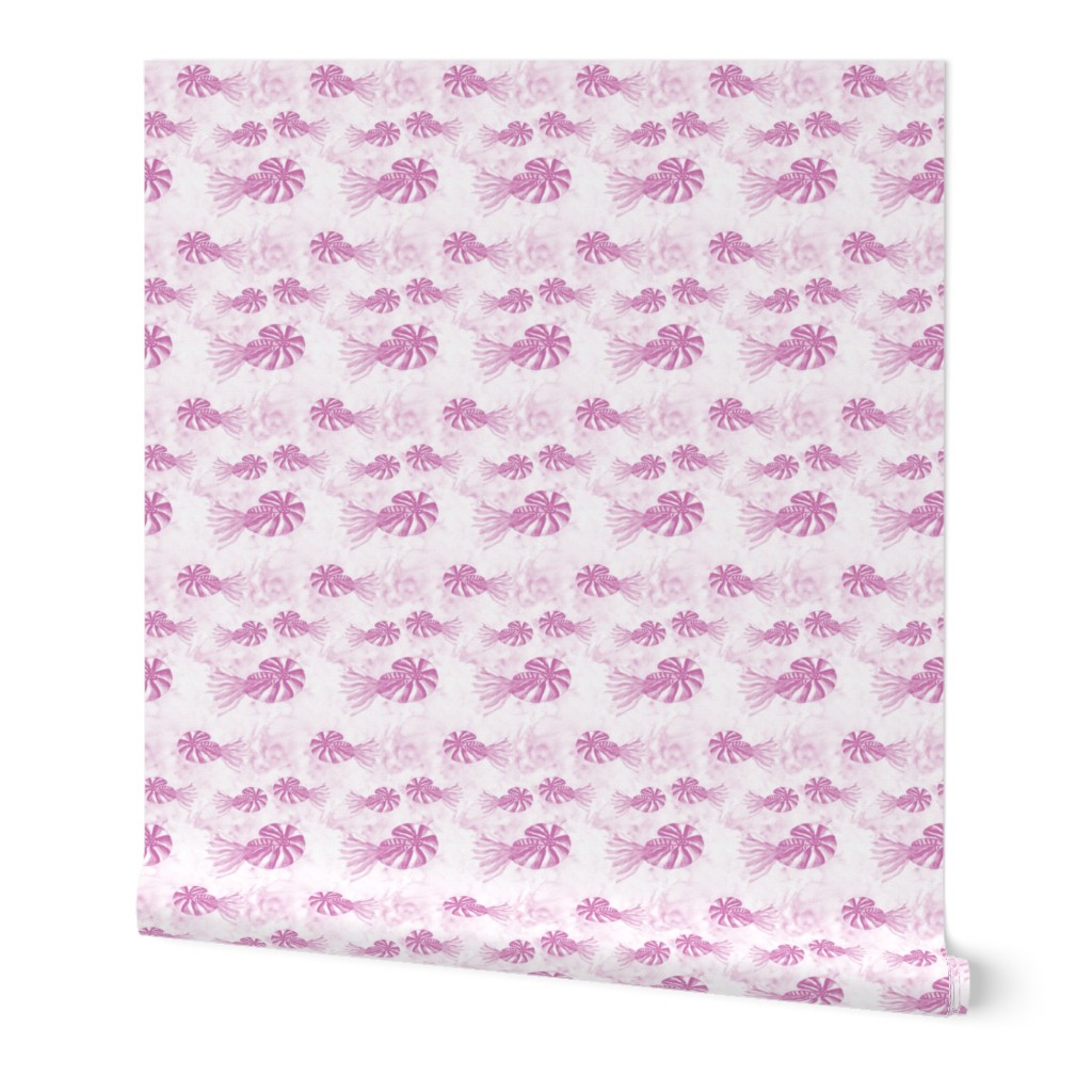 Deep Blue Ocean  monochrome - Shell Fish SMALL Scale PINK Textured