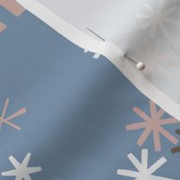 C015 - Large scale modern Christmas snowflakes  in non traditional colors, for festive tablecloths, Xmas table runners, kids party attire, kitchen linens