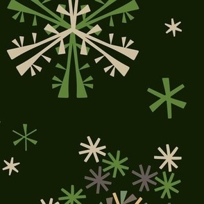 C015 - Large scale  Christmas snowflakes  in non traditional colors, for festive tablecloths, Xmas table runners, kids party attire, kitchen linens