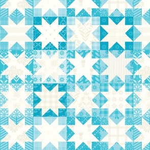  Aqua Small Sawtooth Star Patchwork Quilt Blocks 4 inch