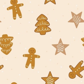 Medium / Gingerbread Man Christmas Cookies Light Brown
