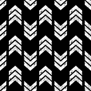 White On Black Modern Chic: Textured Chevron Arrows Pattern, Jumbo