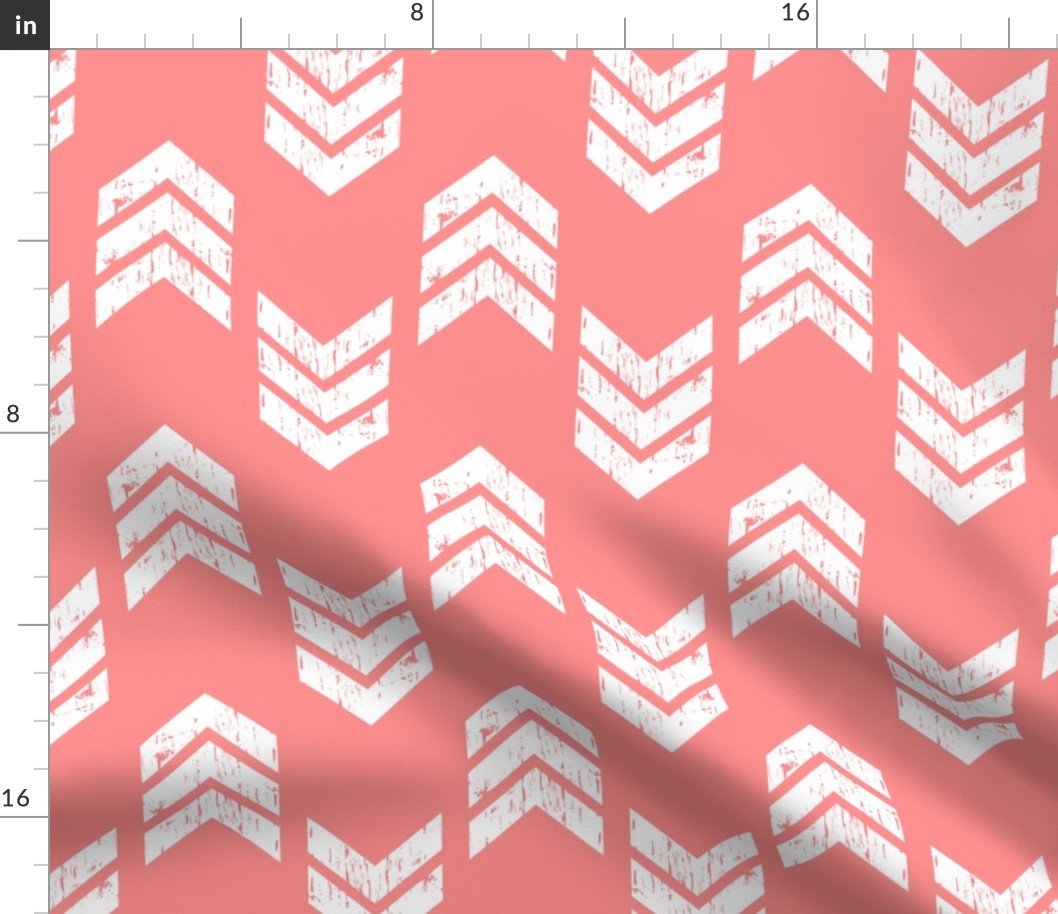 Coral Modern Chic: Textured Chevron Arrows Pattern, Jumbo