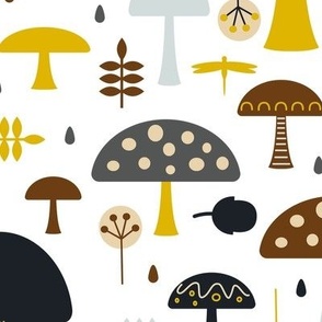 Mushroom Medley Pattern White