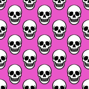 (MEDIUM) Simple Skull Hot Pink Background