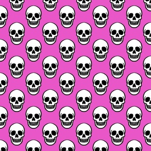 (SMALL) Simple Skull Hot Pink Background
