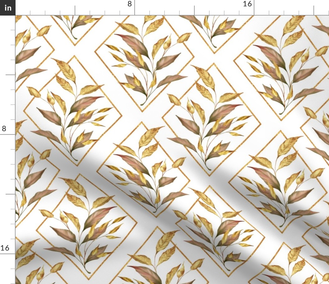 Geometric pattern with golden leaves 21 A