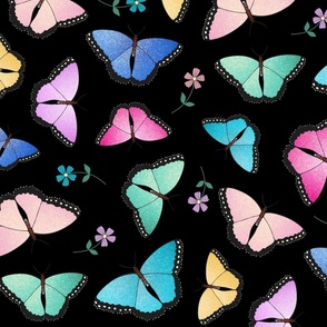 XL-Glitter Butterflies-Black