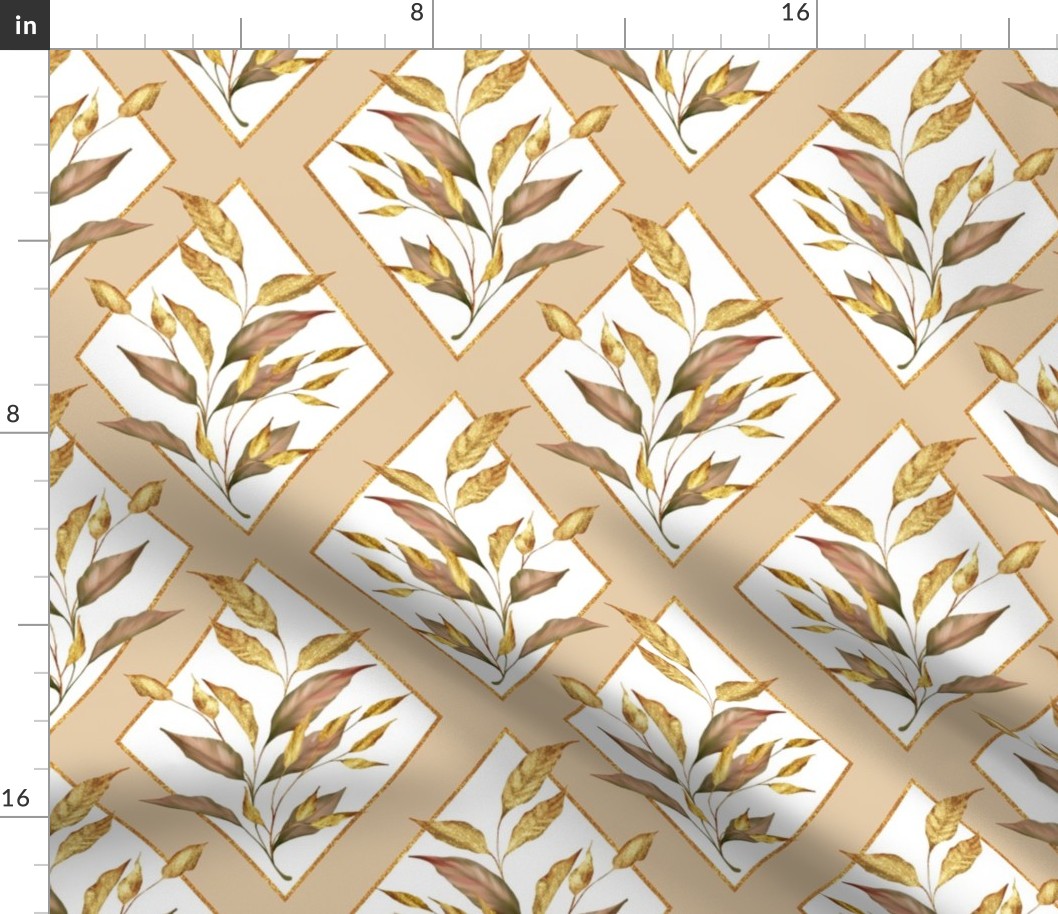 Geometric pattern with golden leaves 21 B