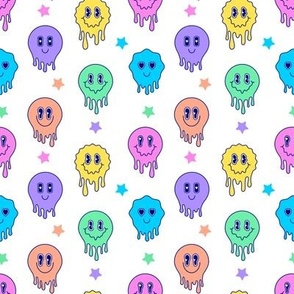 Pattern with melting smiles and stars