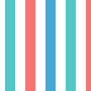 Big Stripes in blue, teal, peach