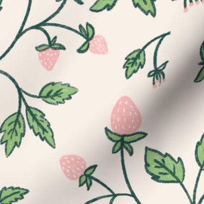 Summer Joy Design: Vibrant Pink Strawberries, Modern Hand-Drawn Fruit