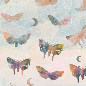 Moths and Butterflies on a Pastel Background