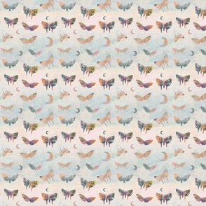 Moths and Butterflies on a Pastel Background 