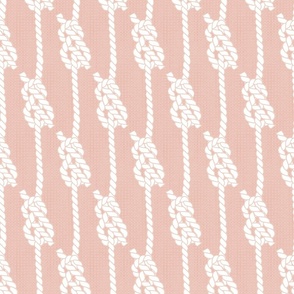 Modern Mariner's Nautical Knots // Knotted Sailor's tow // White on Nubby Weave Textured Salmon Blush Pink 