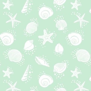  Small Scale Sea Shells Shells and Dots in Pastel Sea Green