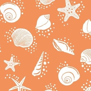 Sea Shells Shells and Dots in Coral Orange