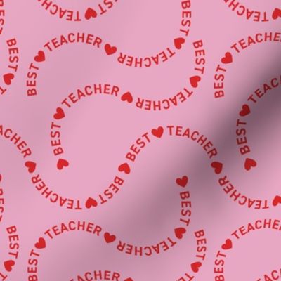 Best teacher ever appreciation - Sweet note for your favorite teacher school kids design red on pink girls