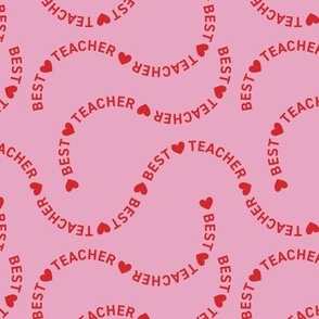 Best teacher ever appreciation - Sweet note for your favorite teacher school kids design red on pink girls