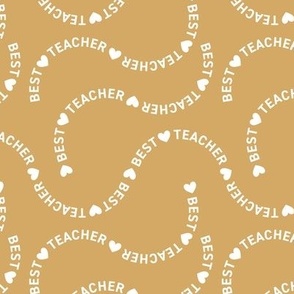 Best teacher ever appreciation - Sweet note for your favorite teacher school kids design white on honey yellow 