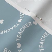 Best teacher ever appreciation - Sweet note for your favorite teacher school kids design white on moody blue 