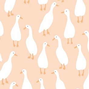 Minimalist style runner ducks - adorable duck design for summer and spring white on blush peach