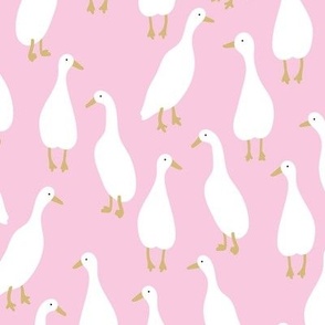 Minimalist style runner ducks - adorable duck design for summer and spring white on pink girls