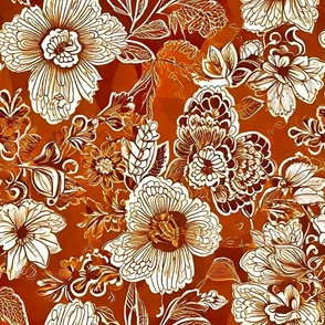 orange and beige XL floral patterns