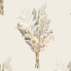 dried flower  bouquet - creamy white - hand painted floral
