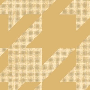 Houndstooth_weave - Pale Creamy White, Soft Mid Yellow - Hand Drawn Textured Geometric Plaid