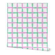 Grosgrain ribbon weave with button accents - pink and green (large)