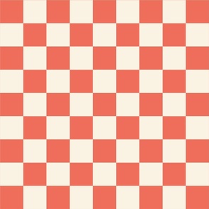 Classic Checker in coral and beige blender co-ordinate for bedding, quilting, kids coastal chic
