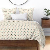 Classic Polka dots in coral, beige, green, blue and sand blender co-ordinate for bedding, quilting, kids coastal chic